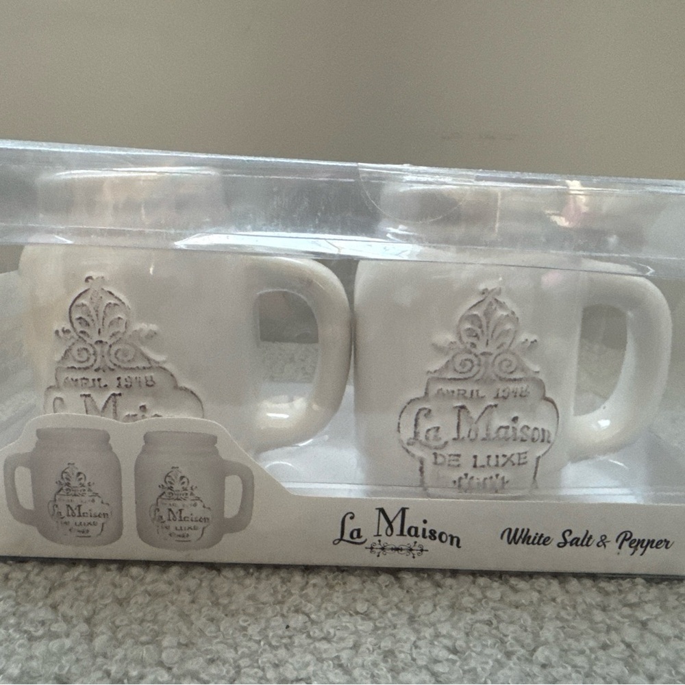 La Maison White Salt & Pepper Shakers